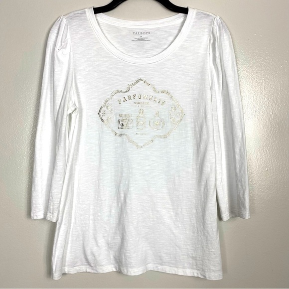 Talbots PUFF SLEEVE CREWNECK TEE - Picture 3 of 9